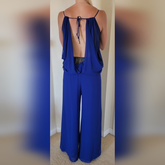 New Elegant Royal Blue Embelished Jumpsuit By Alfa Beta, Size M/L,Made In Turkey - Picture 8 of 8